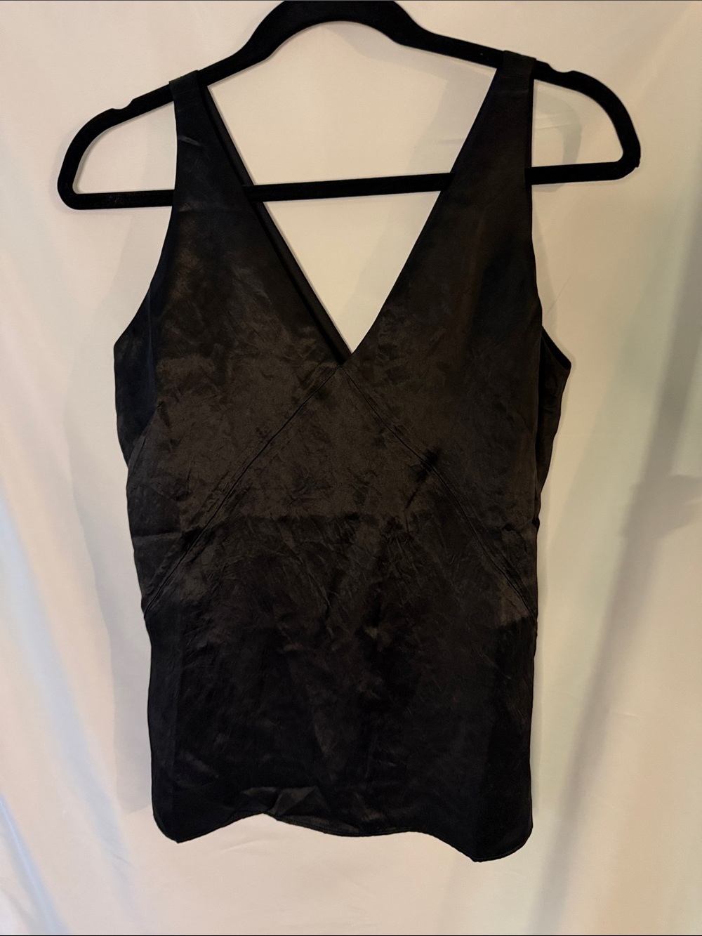 Everlane Black V-Neck Satin Tank Top lined- Women's NWT  Sz 0